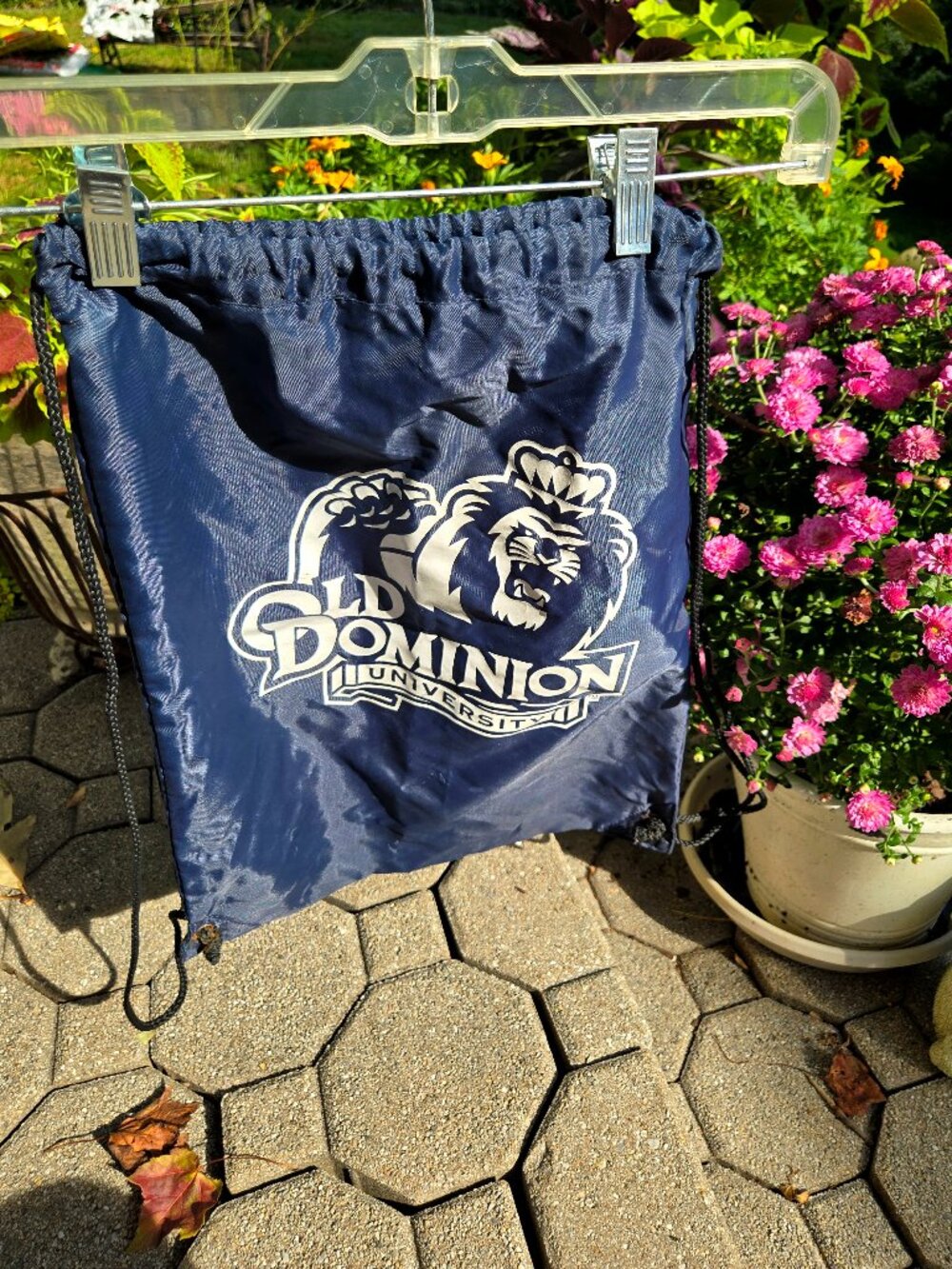 Vintage Old Dominion University ODU Monarchs Drawstring Backpack Blue Cinch Bag